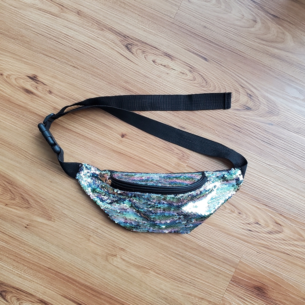 Rainbow Sequined Fanny Pack with Adjustable Strap